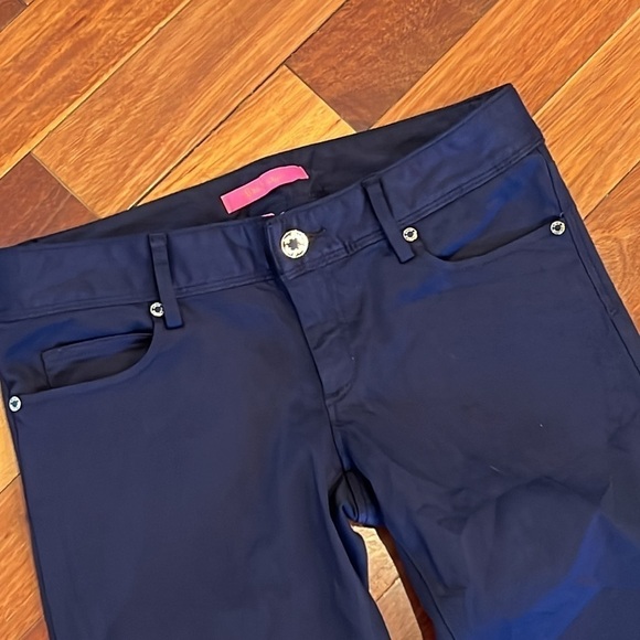 🌸 Lilly Pulitzer Worth Skinny Jean Silk Sateen Pant Midnight Navy Blue 2 - Picture 4 of 10